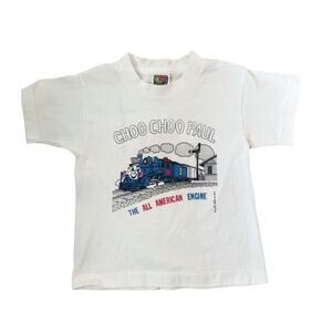 Vtg 1990s Steam train Front & Back Tshirt Size 6-8Y